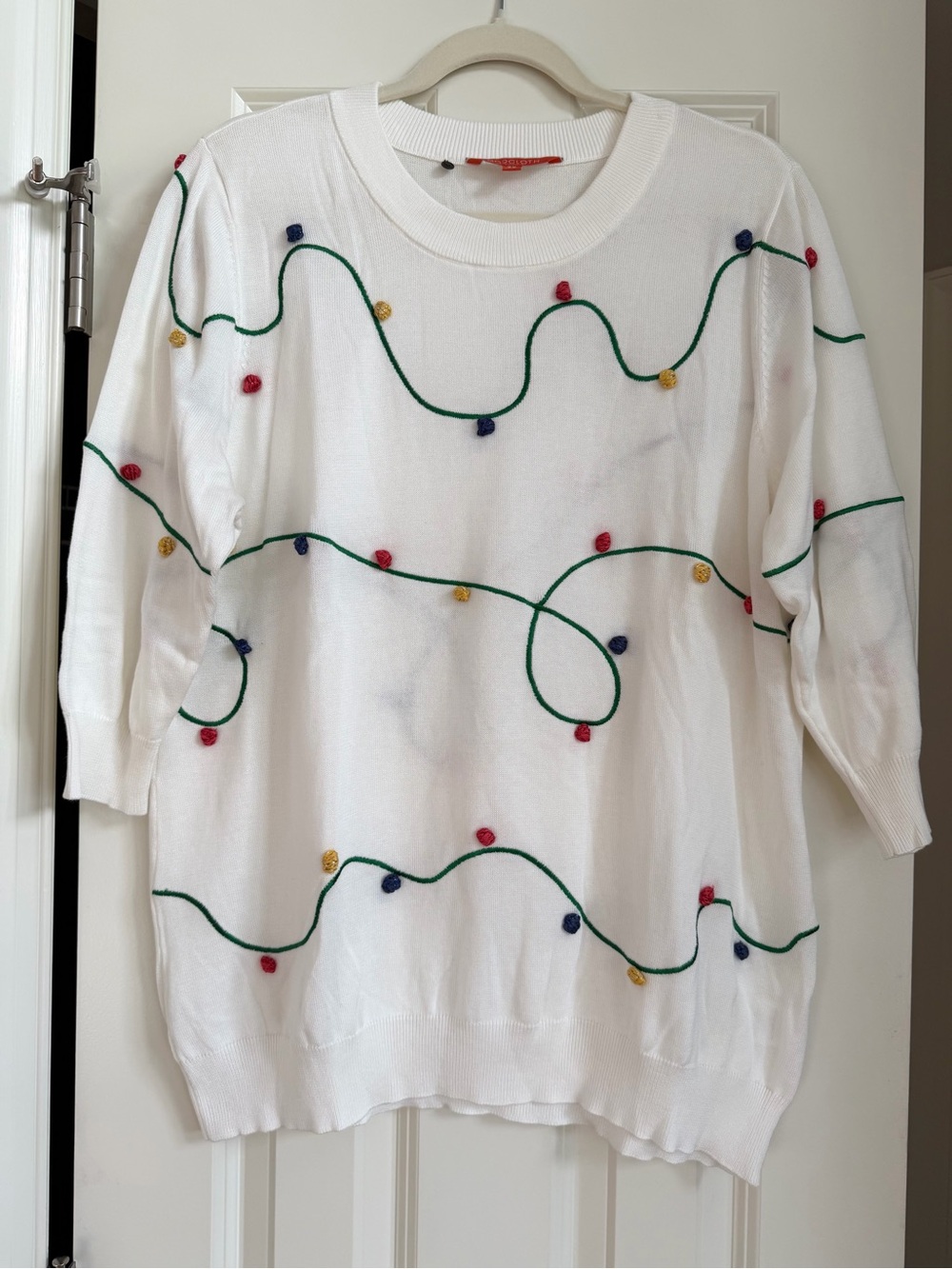 ModCloth 3D Pom Pom Christmas Lights Sweater NWOT Size 2X Shimmery Whimsy Retro